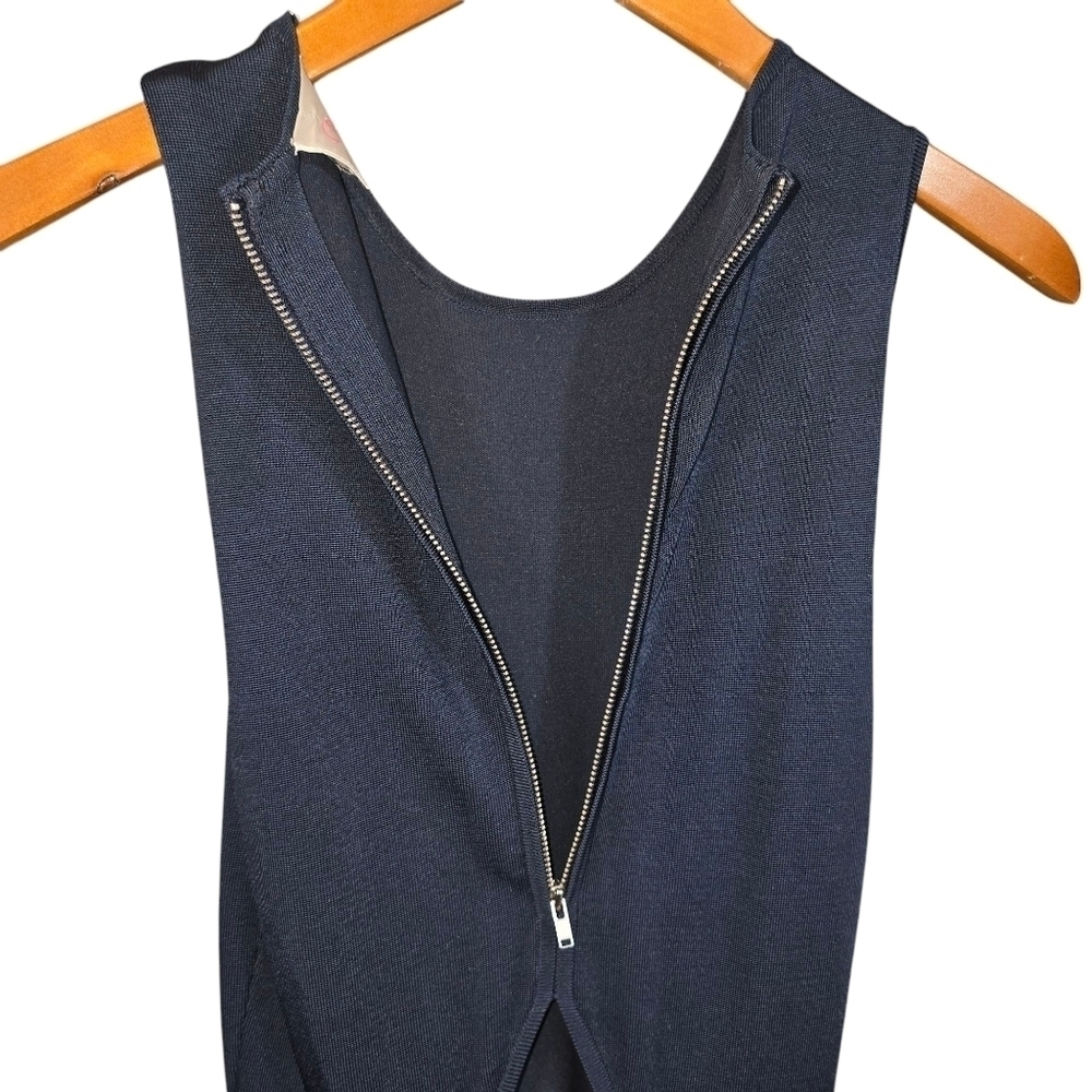 Parker Navy Blue Sleeveless Fit & Flare Stretch Knit Skater Mini Dress Size Lg. - Picture 7 of 10